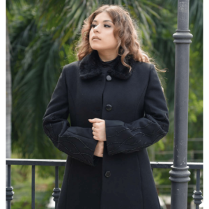 Black Coat with Fur Collar